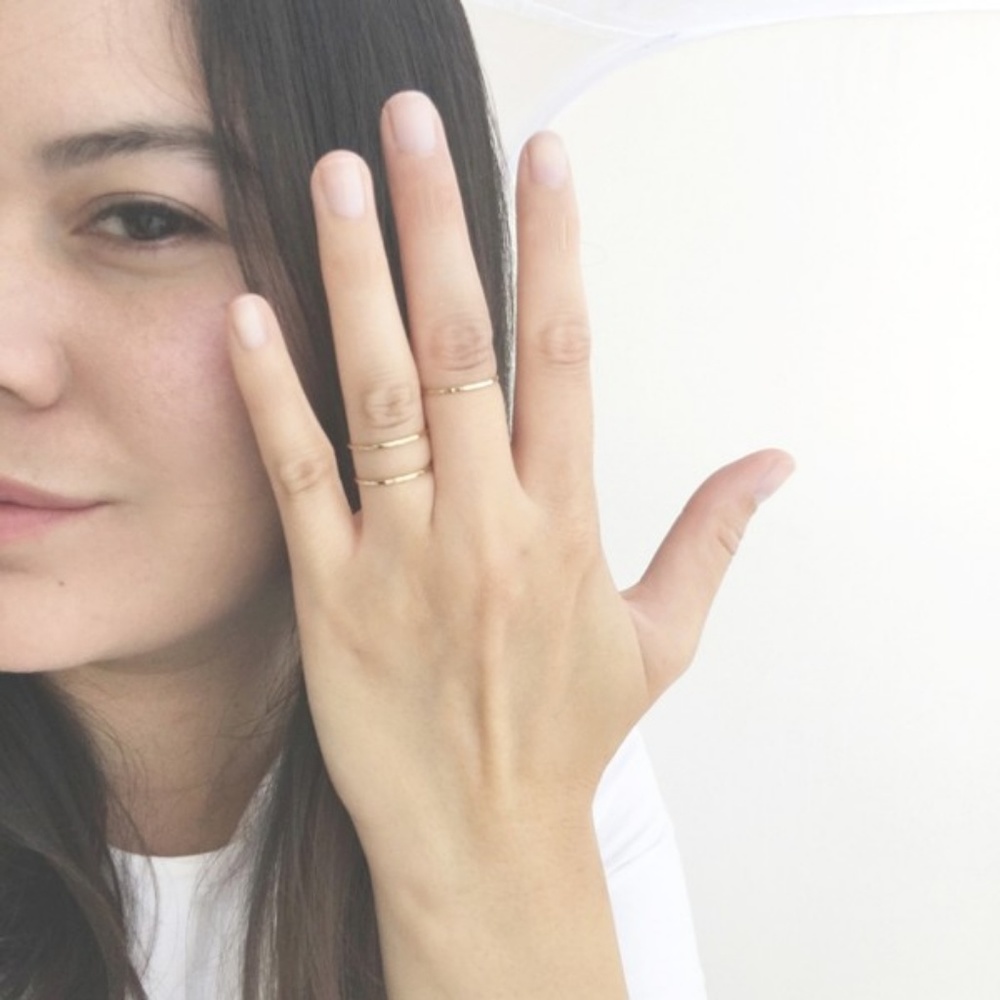 HoneyCat Rose Gold Skinny Stack Ring Trio - Picture 4 of 4
